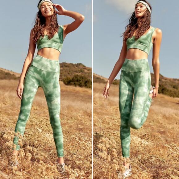 Free People Movement Good Karma Tie Dye Leggings Electric Pistachio Green XS S - Picture 9 of 12
